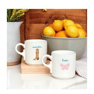NEW- Dolly Parton  Set of Two- Boot -Ambition Butterfly- Hope Stoneware Mugs